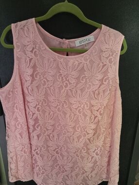 Kasper Dusty Pink Floral Lace Sleeveless Top